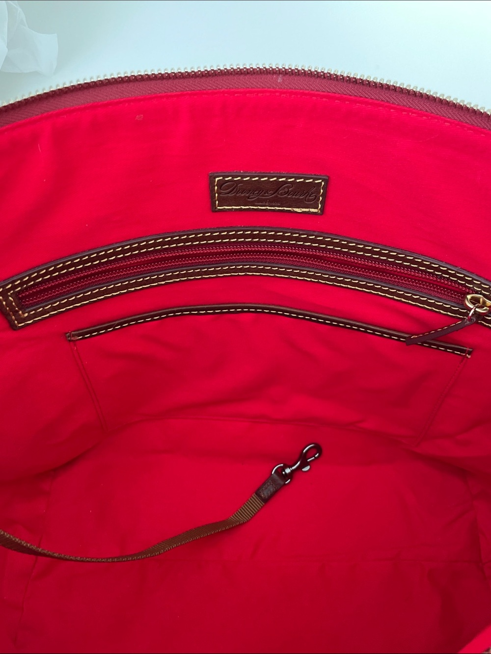 Dooney & Bourke Chestnut Brown Florentine Leather Zip-Top Large Tote - Picture 16 of 16